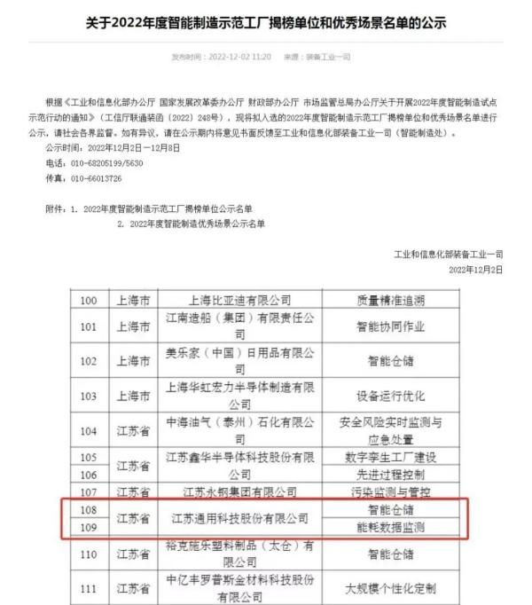 “智”造再提速！通用股份獲評國家級智能制造優(yōu)秀場景 智能控制系統(tǒng)集成引領(lǐng)行業(yè)變革